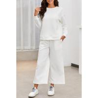 Conjuntos de dos piezas informales para mujer, tops con cuello redondo y pantalones de cintura elástica, trajes deportivos para mujer - details 2