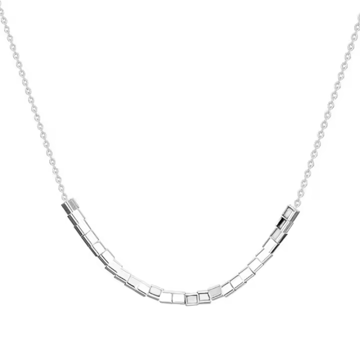 Collar de Plata S999 Minimalista Estilo Geométrico de Clavícula con Fragmentos de Plata - 1