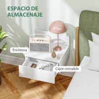 2 Mesitas de Noche Flotantes Mesitas de Noche para Dormitorio con Cajón Mesas de Noche para Habitación Salón Hogar 43x36,5x30,5 cm Blanco - details 4