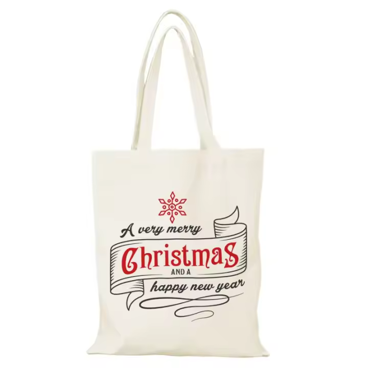 Bolsas de tela, regalo de Año Nuevo, Feliz Navidad, bolso personalizado, bolso de mujer de dibujos animados, bolso de mano para hombre, bolsos de lona, ​​comprador ecológico para mujer - 1