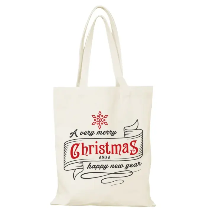 Bolsas de tela, regalo de Año Nuevo, Feliz Navidad, bolso personalizado, bolso de mujer de dibujos animados, bolso de mano para hombre, bolsos de lona, ​​comprador ecológico para mujer - 1