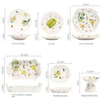 Plato de cerámica con diseño de limón europeo para cena, plato para carne, cubiertos de cocina, fruta, azucarero, vajilla completa - details 2