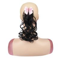 2 uds lazos sintéticos nudo Cola de Caballo sombreros para niños extensiones de cabello peluca con cola de caballo rizada pinzas para el cabello naturales suaves cola de caballo - details 6