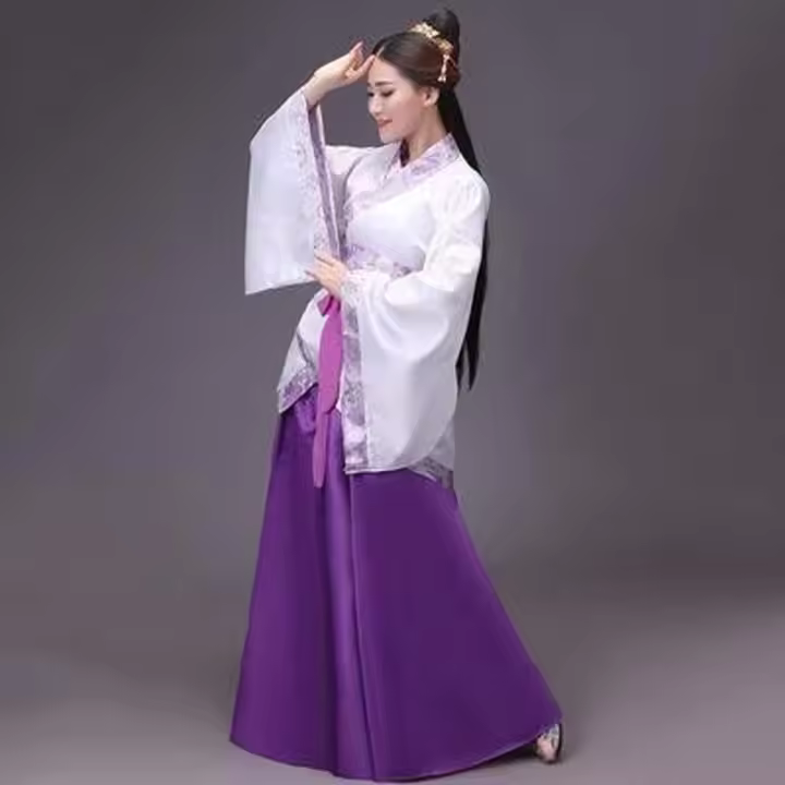 Traje de falda Hanfu chino de tela china, vestido antiguo de princesa de hadas Oriental antigua, danza folclórica de la dinastía Han - 1