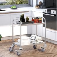 Carrito de Cocina de Acero Inoxidable 2 Banjas y 2 Brazos para Comedor Salón 70,5x40,5x81 cm - details 1