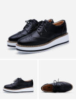 Zapatos de cuero genuino de alta calidad para mujer, zapatos Derby planos Brogue informales, zapatos Oxford formales Retro Brock para mujer - details 23