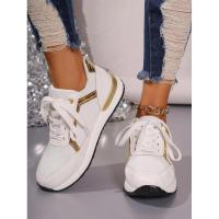 Zapatillas de deporte para mujer, nuevas y cómodas zapatillas deportivas con plataforma de cuero parcheado para correr al aire libre, informales, cómodas y a la moda - details 1