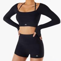 ALO yoga ropa ciclismo correr traje de fitness cintura alta elevación de caderas deporte adelgazar mujer manga larga tops pantalones cortos - details 8