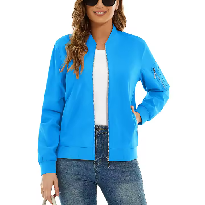 MAGCOMSEN-chaquetas Bomber para mujer, chaqueta informal con cremallera, abrigo cortavientos impermeable, prendas de vestir con 3 bolsillos, otoño - 1