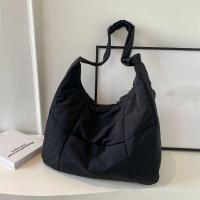 Bolso de hombro de tela suave con cremallera, bolso de compras de Color sólido de estilo informal, bolsa de almacenamiento, bolso ajustable para las axilas, escuela - details 2