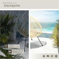 Exterior de Acero, Estilo Acapulco, 2 Sillas y 1 Mesa con Cristal, Mesa y Sillas de Terraza Resistentes a la Intemperie, Topes en Patas, para Interior y Exterior - beige - details 8