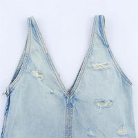 OUWU- Vestido vaquero sin mangas con cuello en V, desgastado y temperamento versátil a la moda para mujer, nuevo estilo europeo. - details 4