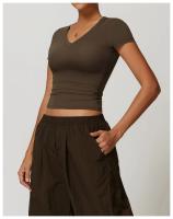 Tops de Yoga de lana a prueba de golpes para mujer, camiseta ajustada informal de manga corta para correr, Pilates, ropa de Fitness, Camiseta deportiva fina de secado rápido - details 3