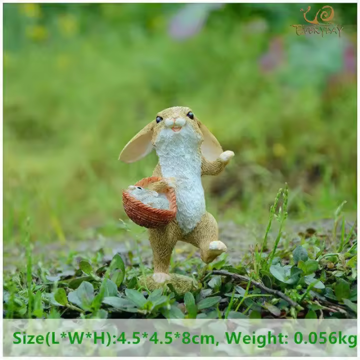 Colección diaria de Pascua para el hogar, figuritas de conejo en miniatura, adornos de mesa, jardín de hadas, Acción de Gracias - 1