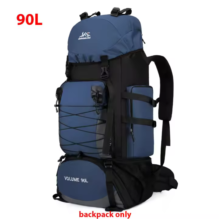 Mochila de viaje 90L para hombres deportes al aire libre bolsa de hombro para camping y senderismo hecho de nylon con correa ajustable capacidad de 80-100 litros - 1