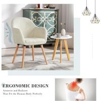 Silla de Comedor Estilo Vintage Juego de 1, Silla Cocina, Silla Nordica con Respaldo y Reposabrazos, Tela Pana, Estructura de Madera, Sillas para Tocador, Escritorio, Crema, EZS26cm-1 - details 8