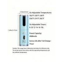 Rizador de pelo automático inalámbrico con barril giratorio de cerámica, 6 configuraciones de temperatura y temporizador, portátil y recargable, rápido H - details 6
