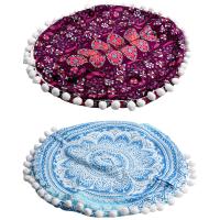 Funda de almohada redonda de Mandala para el hogar, cubierta de cojín bohemia de 40CM con estampado de flores para Hotel - details 1