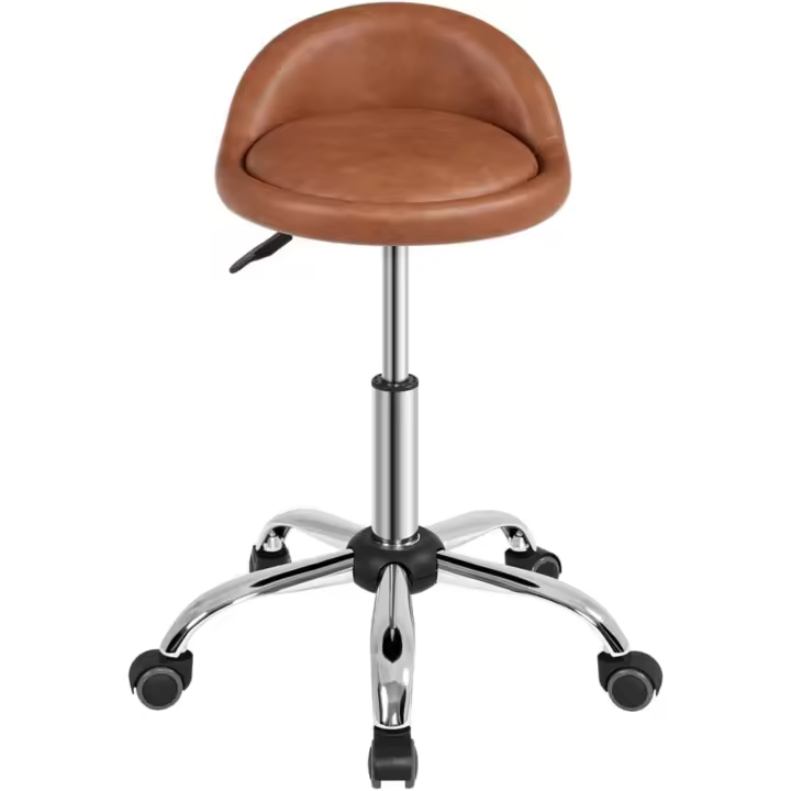 Taburetes de salón giratorios ajustables en altura, sillas con ruedas de 59-70 cm, negro, marrón, retro - 1