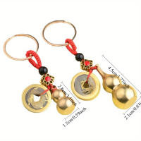 Llavero De Cobre Vintage Con Monedas De Cinco Emperadores Colgante De Feng Shui Para Llaves De Coche Hecho a Mano Con Cordón - details 1