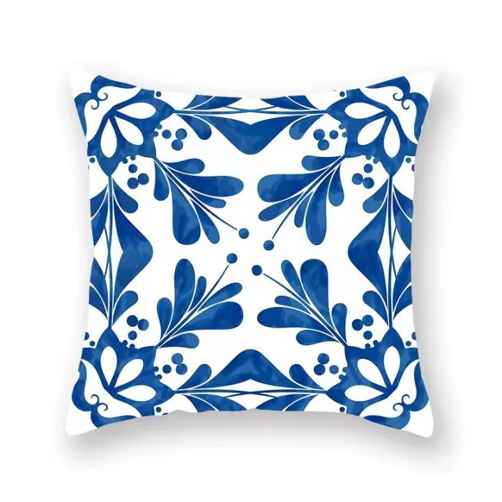 Funda de almohada con patrón geométrico de 45x45cm, textura azul, adecuada para sala de estar, sofá, dormitorio, coche, oficina, almohada decorativa - 1