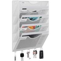 Soporte de Metal A4 con 8 Compartimentos Revistero Organizador de Pared para Oficina con 5 Ganchos - details 7