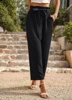 Pantalones de pierna ancha de moda de oficina de mujer de estilo clásico de cintura alta - details 6