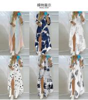 Ropa de mujer europea y americana temperamento impresión de un solo pecho dividido camisa vestido 661 - details 1