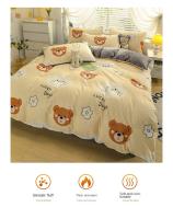 Juego de funda de edredón de terciopelo con funda de almohada, ropa de cama gruesa y cálida de invierno, edredón doble, tamaño Queen, Color sólido - details 15