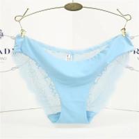 Bragas sexis de encaje para mujer, bragas transpirables de algodón sin costuras, calzoncillos transparentes para niñas, ropa interior de marca de talla grande, 1 pieza - details 7