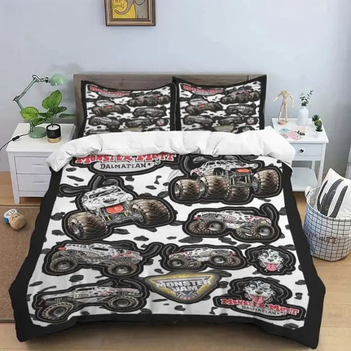 Juego de Ropa de Cama Monster Jam Patrón de Coche de Paraslizos Tamaño Rey y Reina - 1