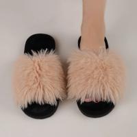 Zapatillas de piel sintética de felpa para mujer, alfombra de casa de invierno, sandalias mullidas, chanclas con punta abierta para caminar al aire libre, primavera y otoño - details 4