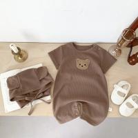 Nuevo en Verano Monos de Manga Corta para Niños y Niñas Parche de Gofre Monos para Recién Nacidos - details 3