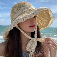 Sombreros de encaje sombreros de paja mujeres verano con cordones huecos - details 2