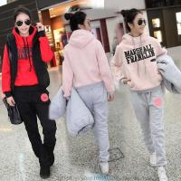 Otoño e Invierno nueva moda traje de mujer chándales casuales con capucha sudadera de lana conjunto de tres piezas - details 10