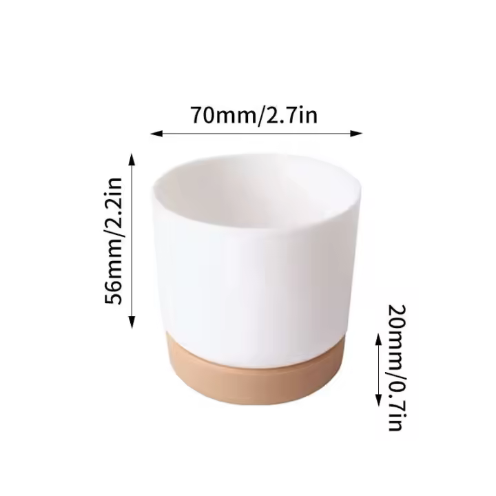 Plástico blanco uso interior, mini macetero floral con agujeros de drenaje jugoso o cactus, para plantas, ETA - 1