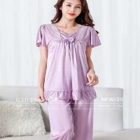 Conjunto de pijama de satén grande 5XL, pijamas cortos, decoración del hogar de mediana edad, pijamas de mujer baratos - details 10