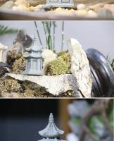 Torre de Piedra de Arena en miniatura, adornos de pabellón, figuritas de linterna, jardín de hadas, bonsái, Rocalla, decoración de habitación de terrario - details 7
