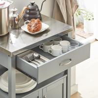 Carrito de Cocina con Ruedas Camarera con Tablero de Acero Inoxidable 60 x 92 x 44 cm ES (Gris) - details 2