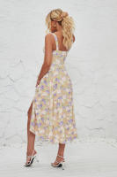 Vestido midi de satén con tirantes finos para mujer, abertura frontal, hueco - details 20