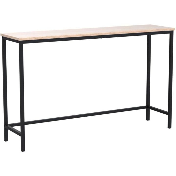 Consola estrecha con estructura metálica para salón, entrada, mesa de recibidor, mesa larga para pasillo, oficina, mesa decorativa para dormitorio, fácil montaje, color marrón claro