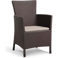 Sillón de jardín para exterior e interior con cojín incluido, Resina con acabado de ratán plano, Color Blanco - details 14