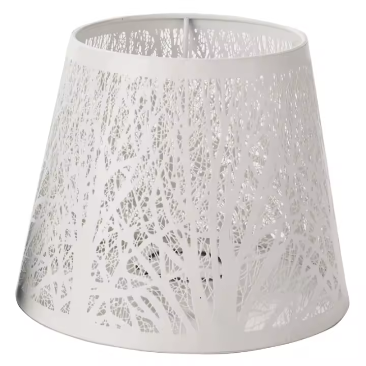 Pantalla de lámpara pequeña, pantalla de Metal de barril con patrón de árboles para candelabro de mesa, lámpara de pared blanca - 1
