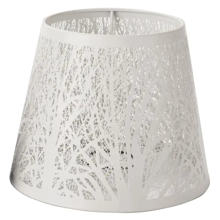 Pantalla de lámpara pequeña, pantalla de Metal de barril con patrón de árboles para candelabro de mesa, lámpara de pared blanca - 1