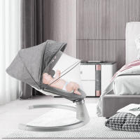 Mecedora eléctrica inteligente para bebé, cuna columpio para bebé, cama para dormir con música Bluetooth, color gris - details 11
