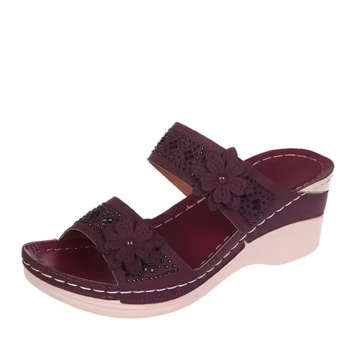 Nuevas Sandalias Florales 2025 para Mujer con Costuras, Sandalias de Cuña Cómodas para Vacaciones en la Playa, Talla Grande - 1