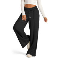 High Waisted Wide Leg Sweatpants Para Mujer Pantalones De Yoga Casuales Jogger De Cintura Baja Estilo Casual Cotton Ankle-Length - details 6