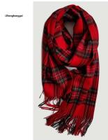 Mantón a cuadros de invierno de Mongolia Interior inspirado en la bufanda de mujer 100% lana con estampado de cachemira de cordero escocés - details 4