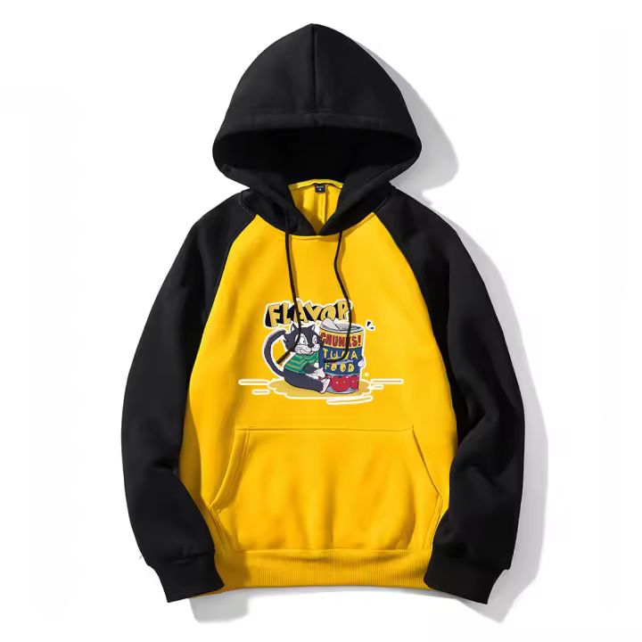 Nuevo Chaqueta con capucha de calle con estampado de gato, sudadera americana con bloques de color multicolor - 1