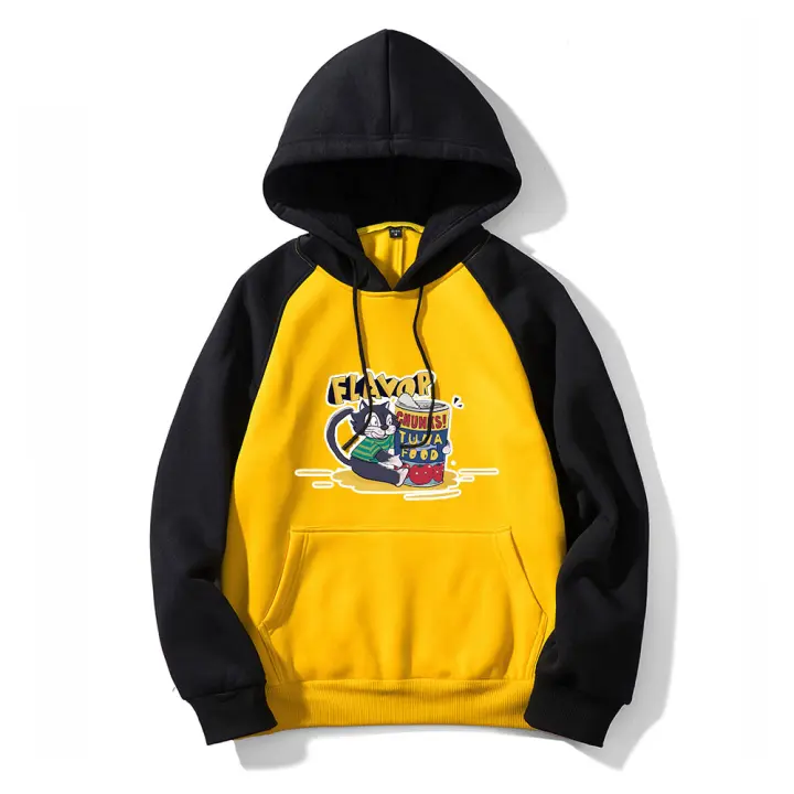 Nuevo Chaqueta con capucha de calle con estampado de gato, sudadera americana con bloques de color multicolor - 1